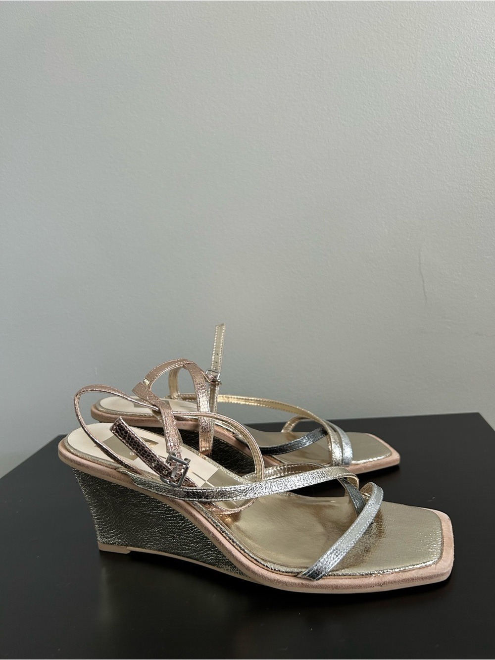 Dolce Vita Metallic Three-Tone Wedge Sandal - Rose Gold, Gold, Silver, Size 7.5 - Picture 11 of 14
